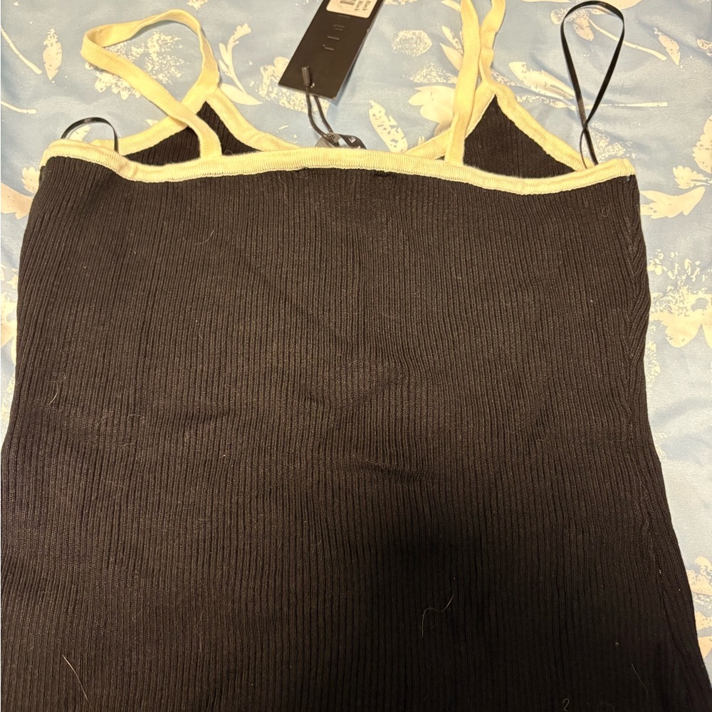 Lioness Black Camisole with Cream Trim and Bow Accent cut outs - Picture 4 of 5